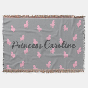 Invisible Pink Unicorn on Grey Throw Blanket