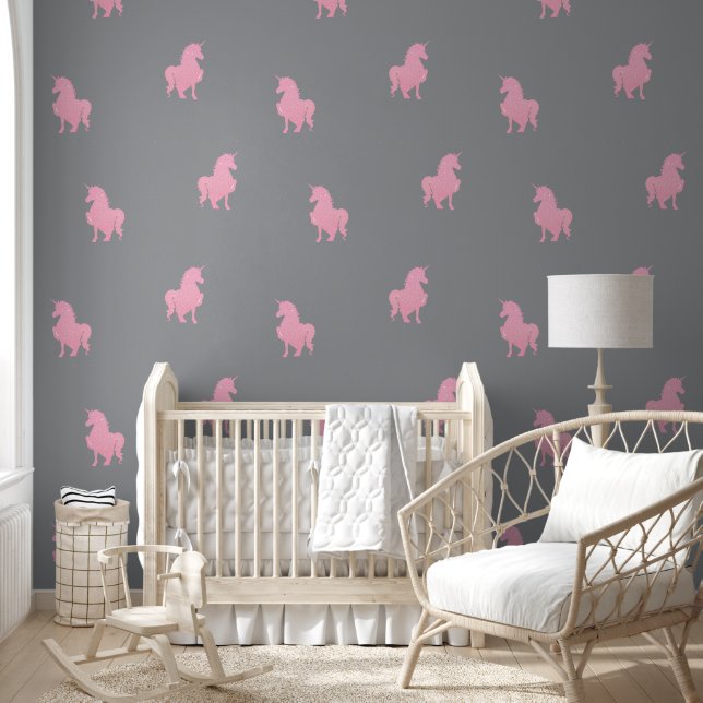 Invisible Pink Unicorn on Grey Wallpaper (Kids)