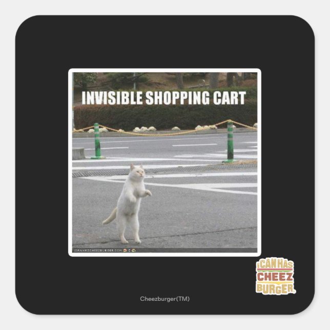 INVISIBLE SHOPPING CART SQUARE STICKER (Front)