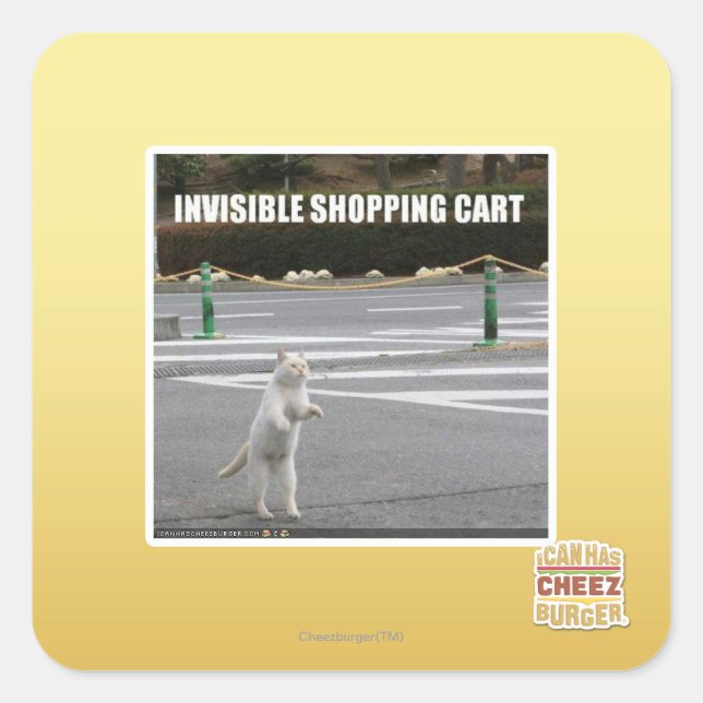 INVISIBLE SHOPPING CART SQUARE STICKER (Front)