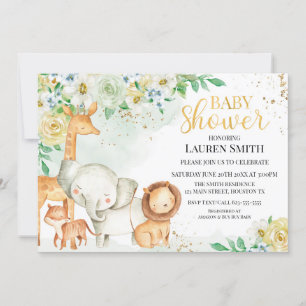 Invitación a Baby Shower para animales florales Invitation