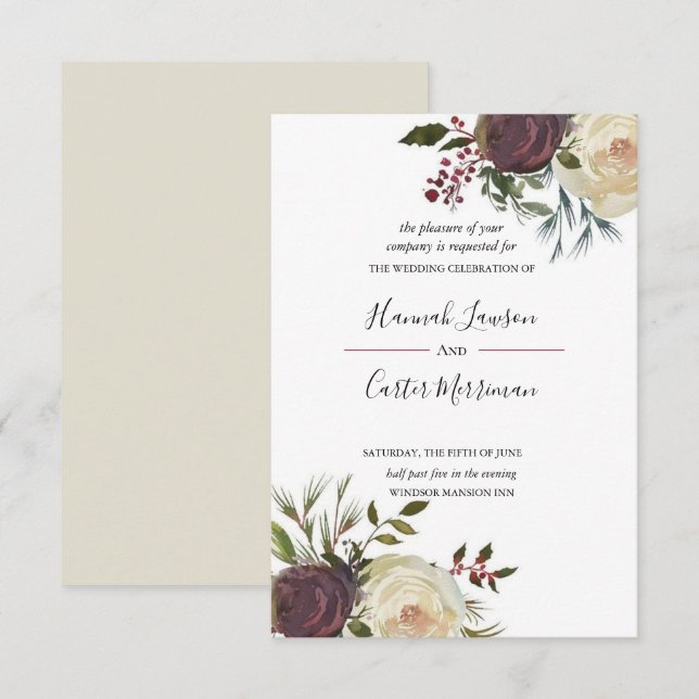 Invitación a la boda con marco floral de floración invitation (Front/Back)