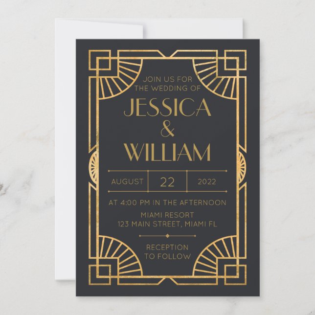 Invitación Art Deco Wedding Invitation (Front)