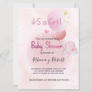 INVITACIÓN BABY SHOWER CUTE HIPO. FOR BABY GIRL INVITATION
