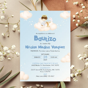 Invitacion Bautizo Boy Angel Catholic Baptism Invitation