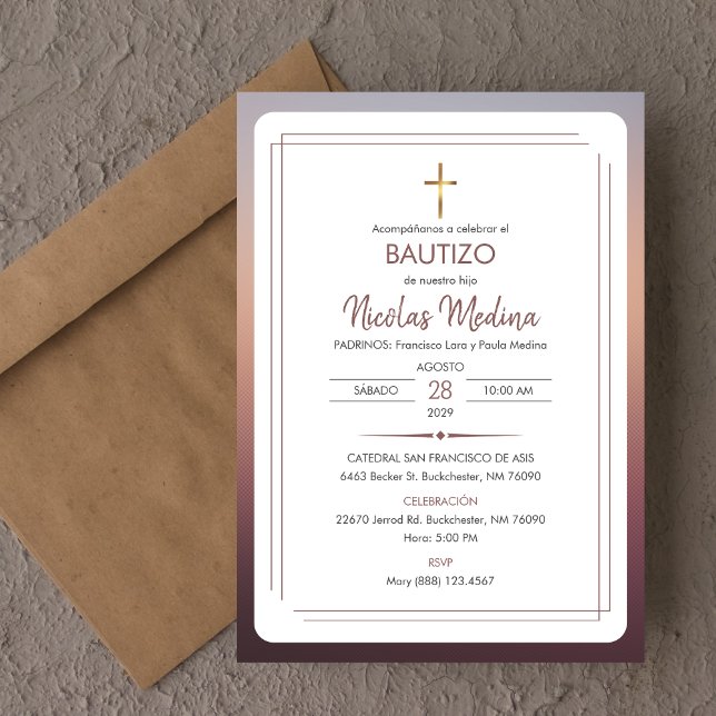 Invitacion Bautizo Elegant Minimalist Baptism Invitation (Creator Uploaded)