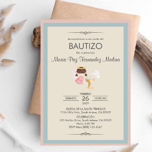 Invitacion Bautizo Girl Angel Religious Baptism Invitation