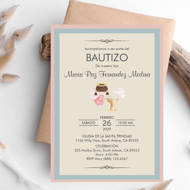 Invitacion Bautizo Girl Angel Religious Baptism Invitation (Creator Uploaded)