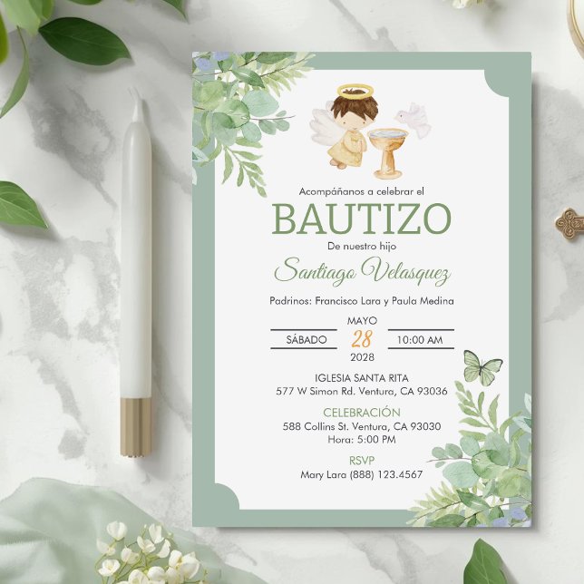 Invitacion Bautizo in Spanish Baptism Baby Boy Invitation (Creator Uploaded)