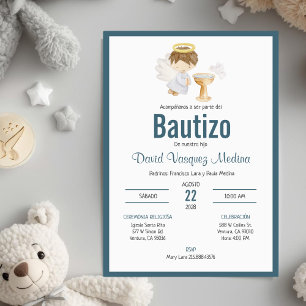 Invitacion Bautizo in Spanish Baptism Baby Boy Invitation