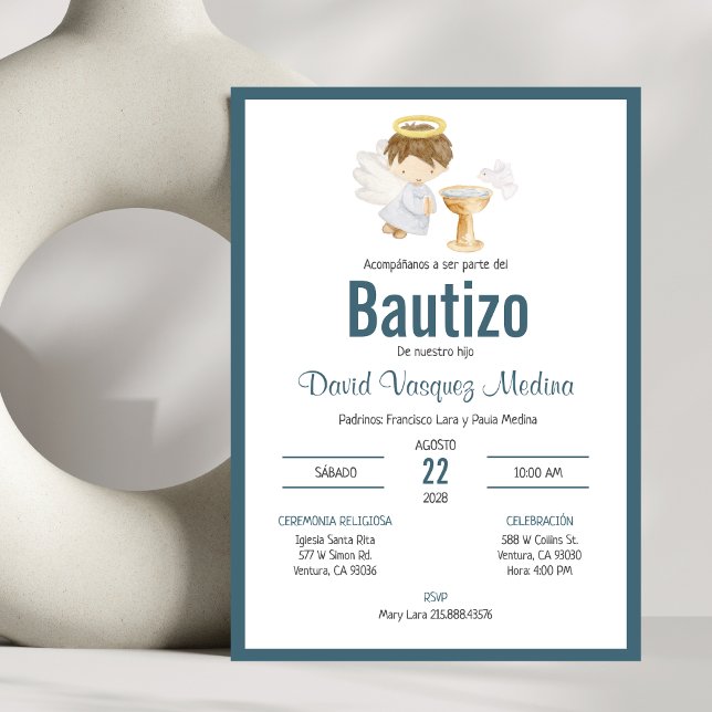 Invitacion Bautizo in Spanish Baptism Baby Boy Invitation (Creator Uploaded)