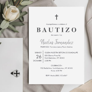 Invitacion Bautizo Minimalist Catholic Baptism Invitation