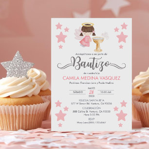 Invitacion Bautizo niñas Baptism Cute Twins Angels Invitation