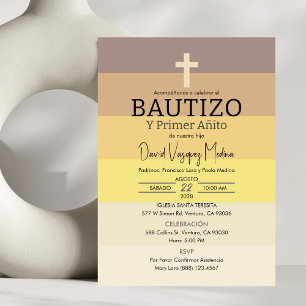 Invitacion Bautizo Primer Año 1st Birthday Baptism Invitation