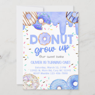 Invitación Blue donuts donut grow up boy invitati Invitation