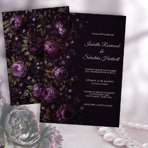 Invitación Boda Ciruela y Oliva Floral Invitation