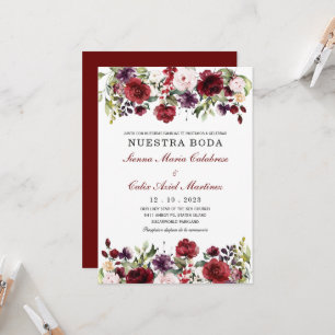 Invitación boda marsala en español invitation