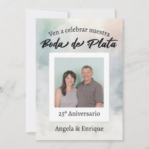 Invitación Boda Plata 25 años Foto Personalizada Invitation