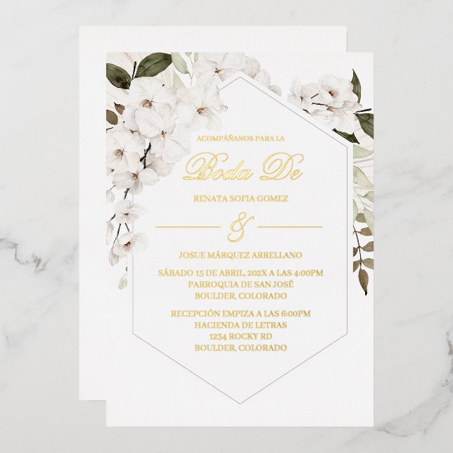 Invitación Boho blanco para boda  (Front/Back)