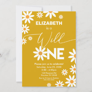Invitación Boho Daisies Wild One Birthday Party i Invitation