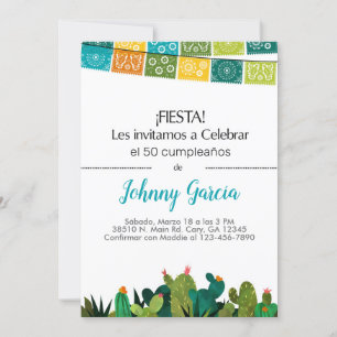 Invitación cactus bunting fiesta for male, hombre. invitation