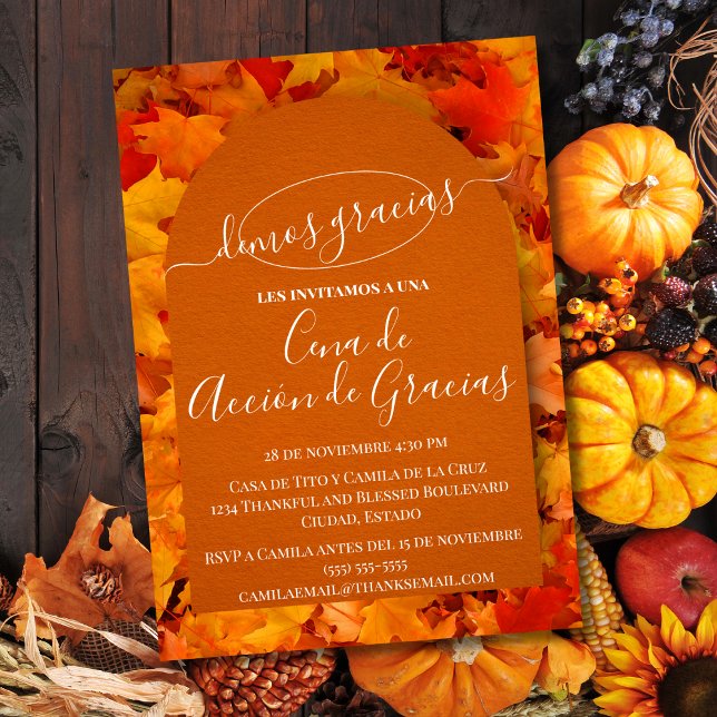 Invitación Cena de Acción de Gracias Hojas Otoño Invitation (Creator Uploaded)