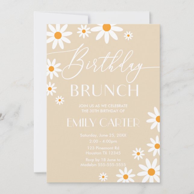 Invitación Daisies Birthday Brunch Party Invitatio Invitation (Front)
