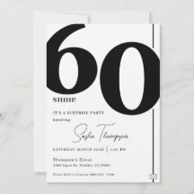 Invitación de 60 años de negro minimalista moderno