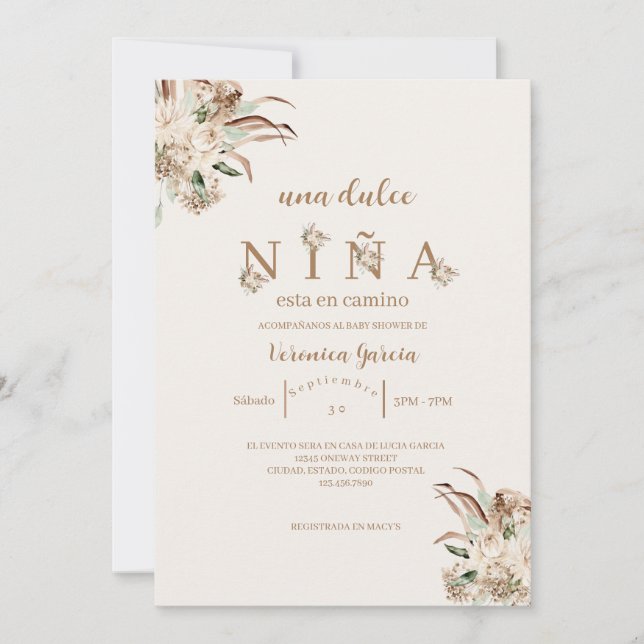 Invitacion de baby shower colour beige  invitation (Front)