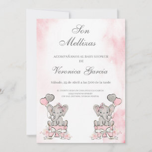 Invitacion de baby shower mellizas invitation