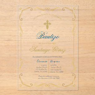 Invitación de bautismo para niño acrylic invitations