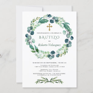 Invitacion De Bautizo Eucalyptus Spanish Invite