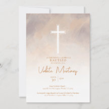 Invitación de Bautizo Morado Spanish Invitation