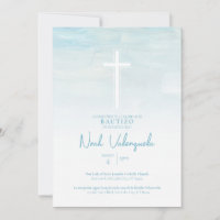 Invitación de Bautizo Niño Azul Spanish Invitation