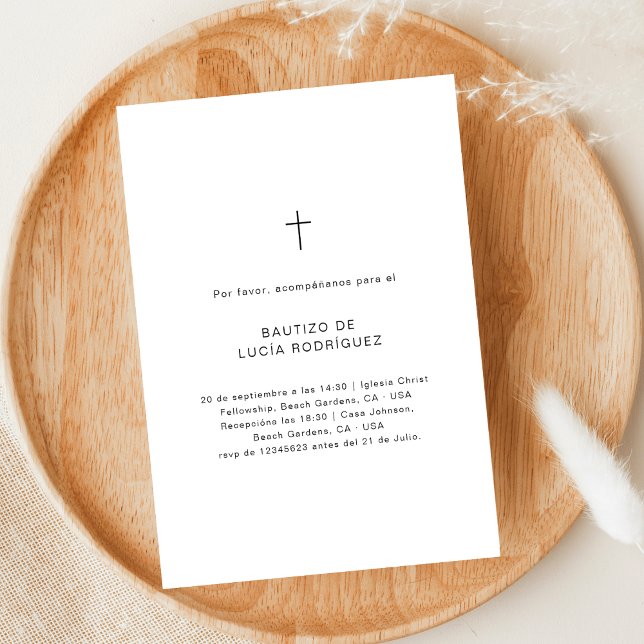 invitación de bautizo sencilla en blanco y negro invitation (Creator Uploaded)