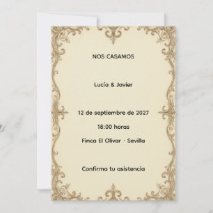 Invitación de boda clásica con marco ornamental invitation