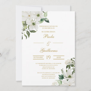 Invitación de boda con flor blanca  invitation