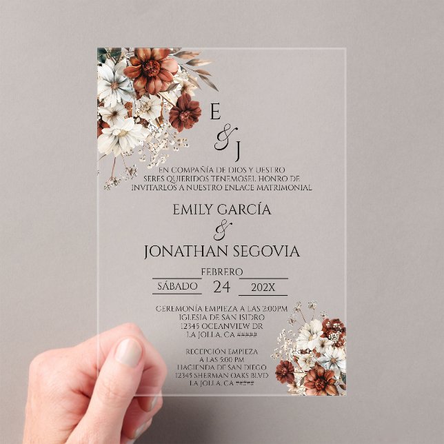 invitación de boda con terracota acrylic invitations (Insitu (Handheld))