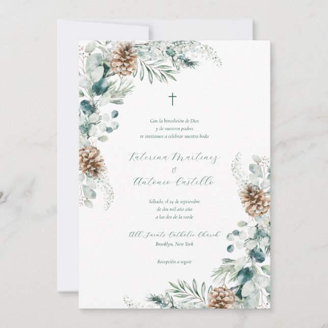 Invitacion de Boda Cristiana Spanish Wedding Invitation (Front)