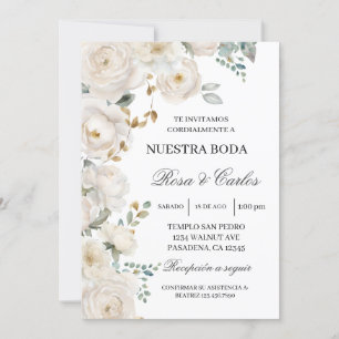 Invitacion de boda de flor blanca invitation