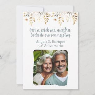 Invitación de boda de oro de 50 años con foto invitation