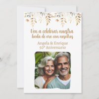 Invitación de boda de oro de 50 años con foto