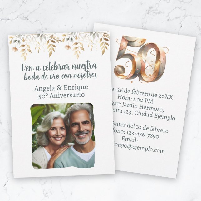 Invitación de boda de oro de 50 años con foto invitation (Invitación de boda de oro de 50 años con foto invitation)