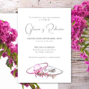 Invitación de Boda en Español Flores Sombreros Invitation