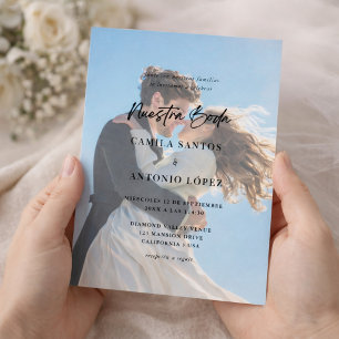 Invitación De Boda Foto Descolorida Caligrafía Invitation