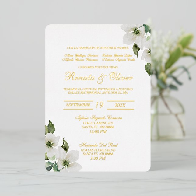 Invitación de boda gold foil  (Standing Front)