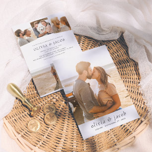 Invitación de Boda Moderna y Minimalista 5 Fotos Invitation