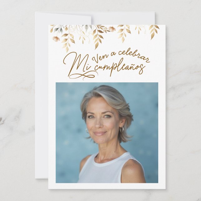 Invitación de cumpleaños de 50 años con foto invitation (Front)