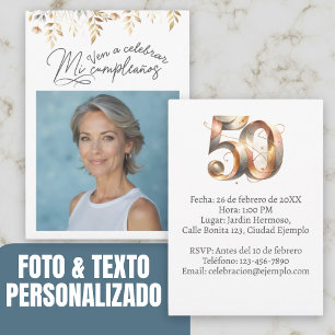 Invitación de cumpleaños de 50 años con foto invitation