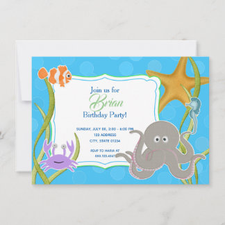 Invitación de Cumpleaños - Fiesta Bajo el Mar Invitation